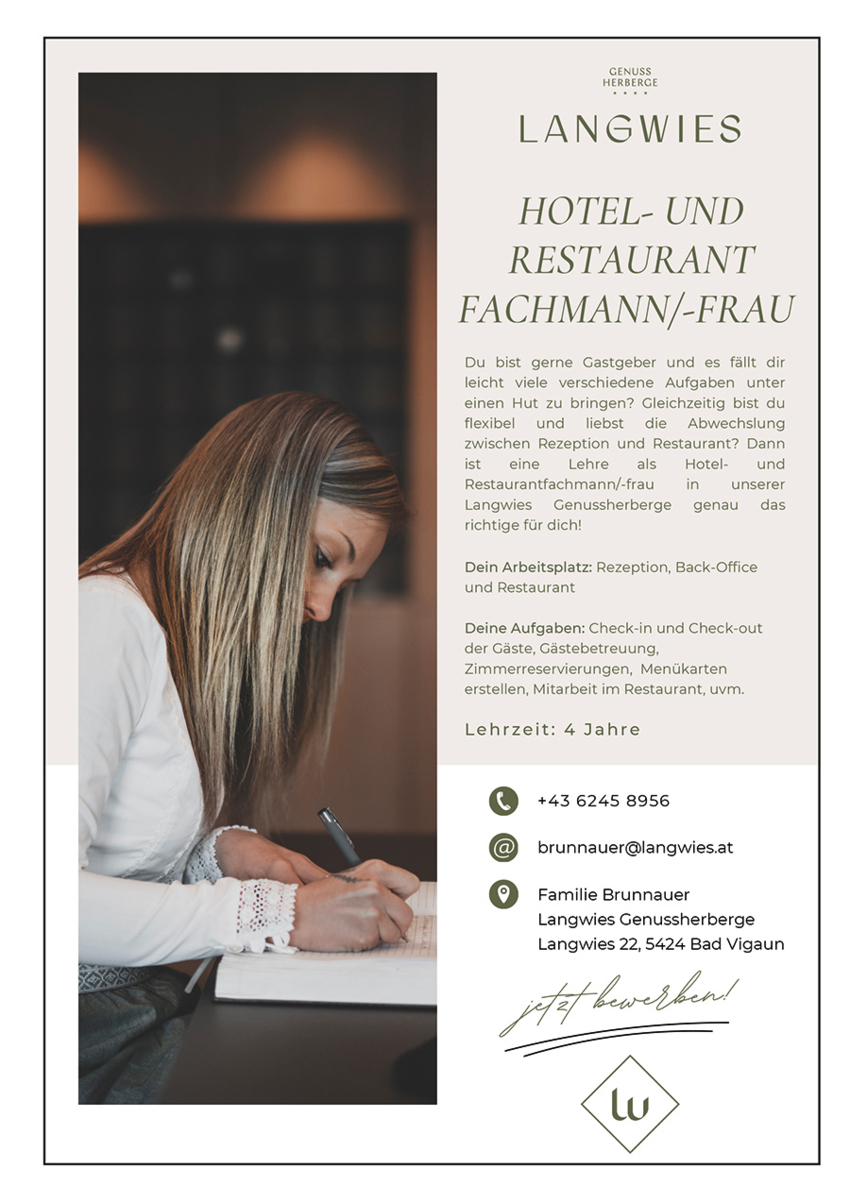 Lehre als Hotel-und Restaurantfachmann/-Frau (m/w/d)